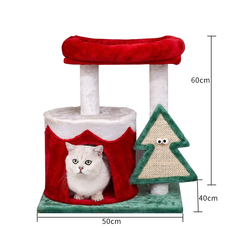 Christmas Cat Climbing Tree
